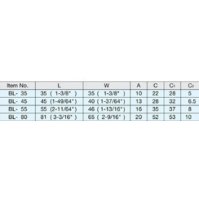 chart of Sugatsune BL Bar Latch