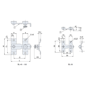 diagram of Sugatsune BL Bar Latch
