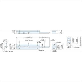dim of Sugatsune Slide Barrel Bolt - BSS-2