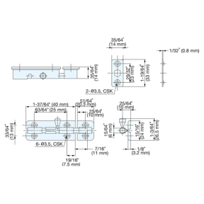 dim of Sugatsune Spring Loaded Barrel Bolt - 1-37/64"