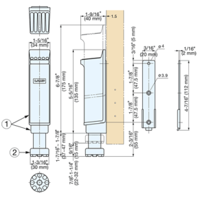 dim of Sugatsune Step-On Door Holder