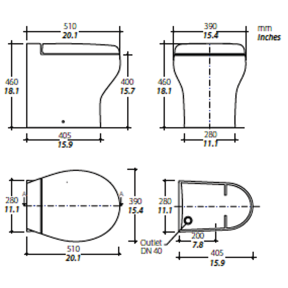 high dimensions of Thetford Tecma Flexi Line Silence 2G Plus - Tall