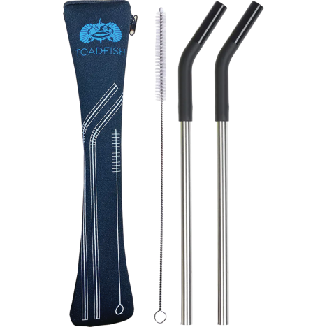 Toadfish 2 Pack Stainless Steel Straws w/ Case & Cleaner