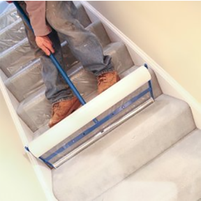 in use of Trimaco Protective Film for Carpets