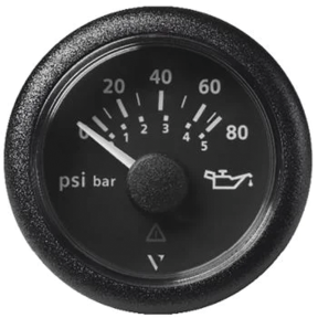 ViewLine Engine Oil Pressure 52 mm - 0-80 Psi-0-5 Bar