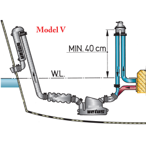 Model ASD with Internal Valve of Vetus Exhaust Anti Syphon Valve - Vented Loop w/ Rotating Vent