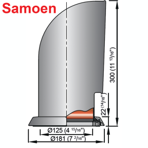 samoen dimensions of Vetus Silicone Oval Cowl Ventilators