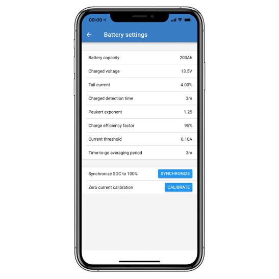 VE.Direct Bluetooth Smart Dongle - Battery Settings View