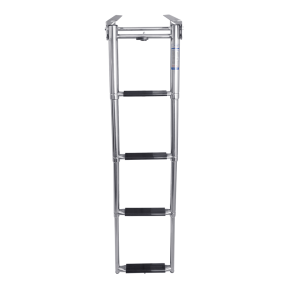 Under Platform Shelved Telescoping Ladder - Stainless Steel