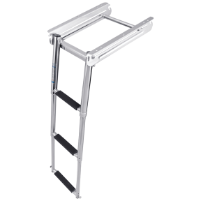 Wide Mount Under Platform 3 Step Ladder, Spring Loaded - Stainless Steel