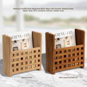oil of Whitecap Industries Grate Front Teak Magazine Rack