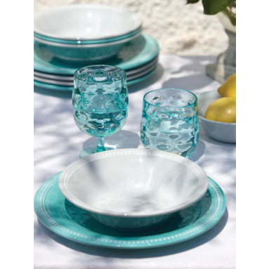 Harmony - Aqua Melamine Tableware Pack , 6 People - 24 pc
