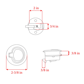 diag of Whitecap Industries Non-Locking Ring Pull Slam Latch