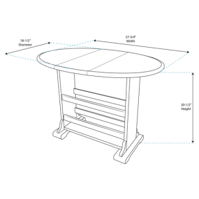 dim of Whitecap Industries Small Drop Teak Leaf Table