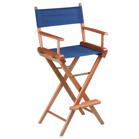 Teak Captain's Chair - Blue Seat Cover