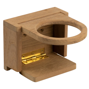 62602 of Whitecap Industries Teak Folding Drink Holder - Sized for Cans in Cozies & Water Bottles