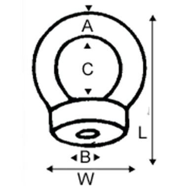 diagram of Wichard Eye Nut - UNC Thread Versions