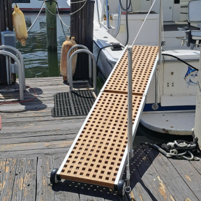 HG200 Safe Portable Aluminum/Teak Boat Access Ramp w/ Handrail (6 ft. 7")