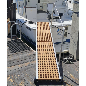 HG200 Safe Portable Aluminum/Teak Boat Access Ramp w/ Handrail (6 ft. 7")