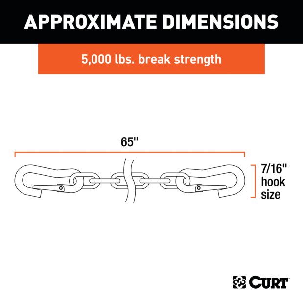 65" Safety Chains with 2 Snap Hooks Each (5,000 lbs, Vinyl-Coated, 2-Pack)