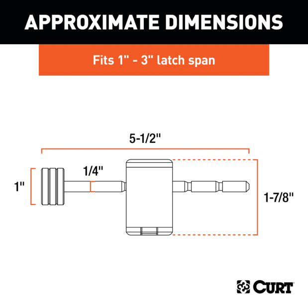Coupler Lock (1/4" Pin, 1" to 3" Latch Span, Right-Angle, Chrome)