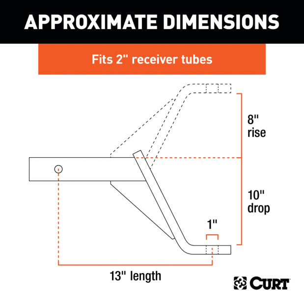 Class 3 Ball Mount (2" Shank, 5,000 lbs., 10" Drop, 13" Long)