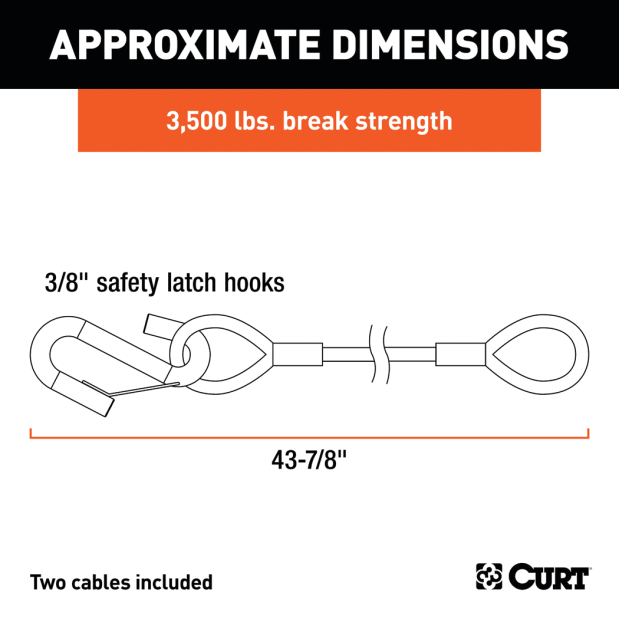 43-7/8" Safety Cables with 2 Snap Hooks (3,500 lbs, Vinyl-Coated, 2-Pack)