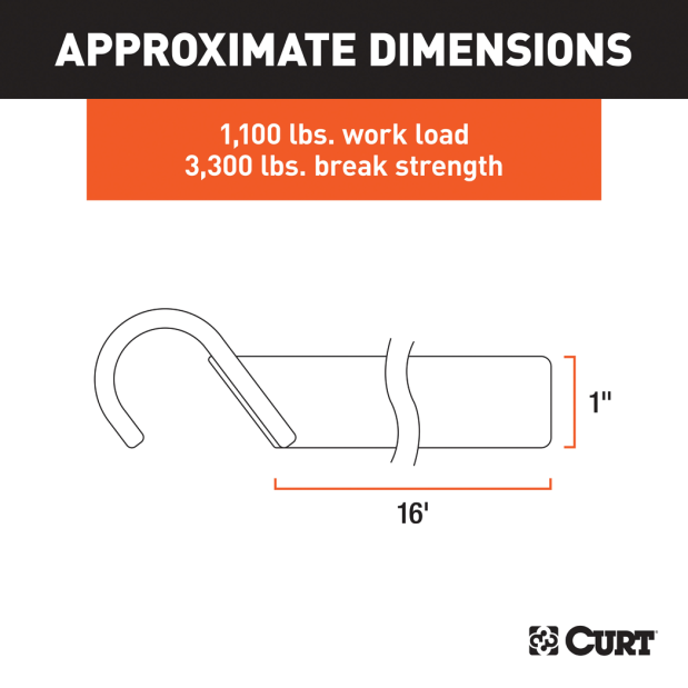 16ft Orange Cargo Straps with J-Hooks (1,100 lbs, 2-Pack)