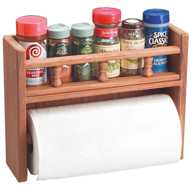 Teak Paper Towel Rack with Spice Rack