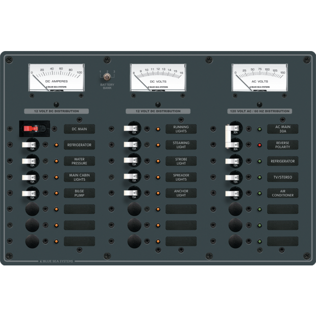 AC Main + 6 Position /DC Main + 15 Positions Circuit Breaker Panel