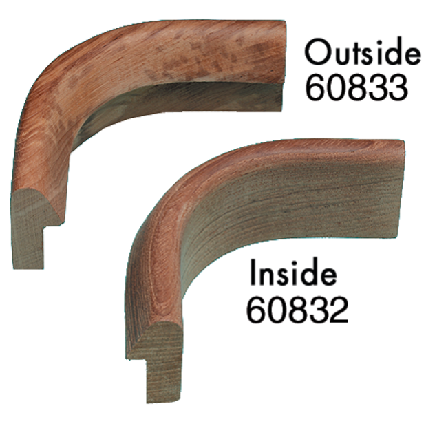 Inside and Outside Teak Corner Rail Molding