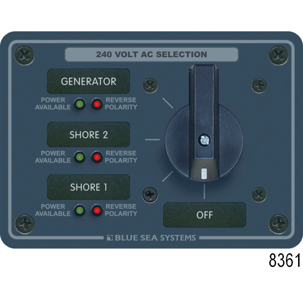 No. 9019 120/240V AC 2-Source Selector Rotary Switch & Panels - 65A, 240V 65A ROTARY SWITCH 2 SOURCE 3 POLE