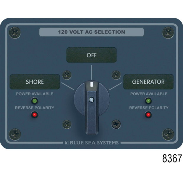 No. 6337 120/240V AC 2-Source Selector Rotary Switch & Panels - 65A, 240V 65A 4 POLE 2 SOURCE SWITCH PANEL