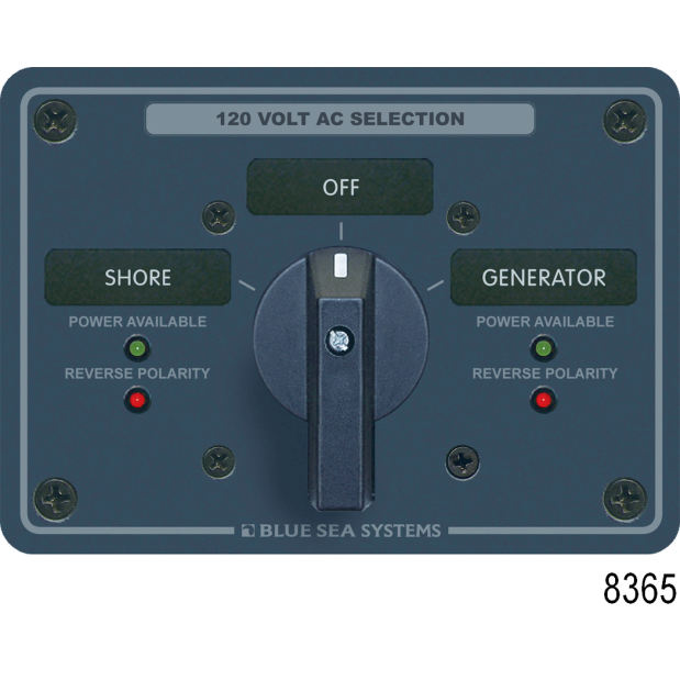 No. 9010 120V AC 3-Source Selector Rotary Switch & Panels - 30A, 120V 30A 2 POLE 3 SOURCE SWITCH PANEL
