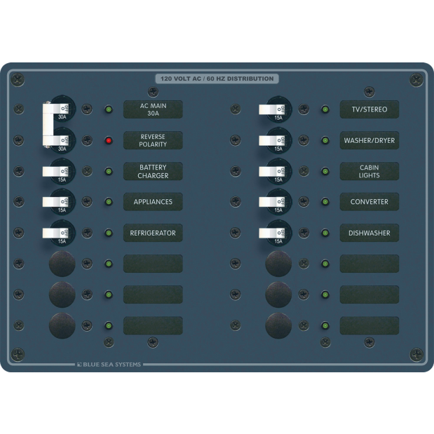 AC 2 Sources Selector + 9 Positions Circuit Breaker Panel