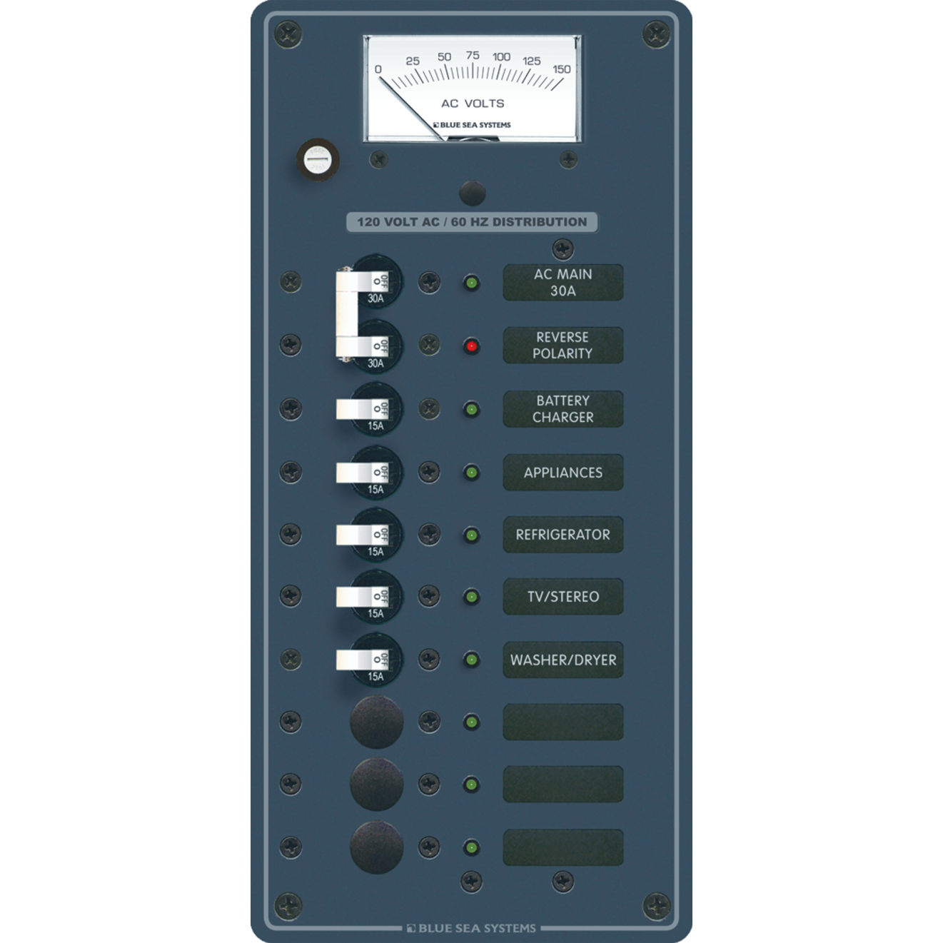 2 Sources Selector/AC Main + 6 Positions Circuit Breaker Panel