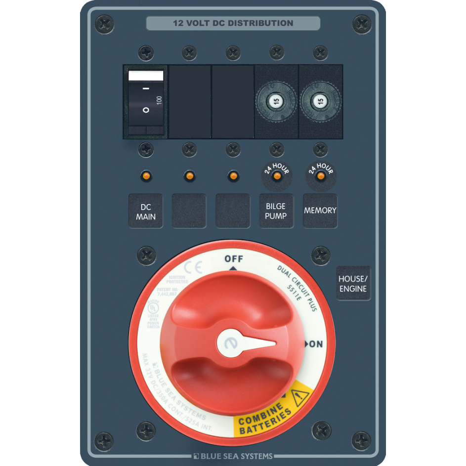 Triple Battery Bank Management/DC Distribution Panel - 350A e-Series Battery Switches