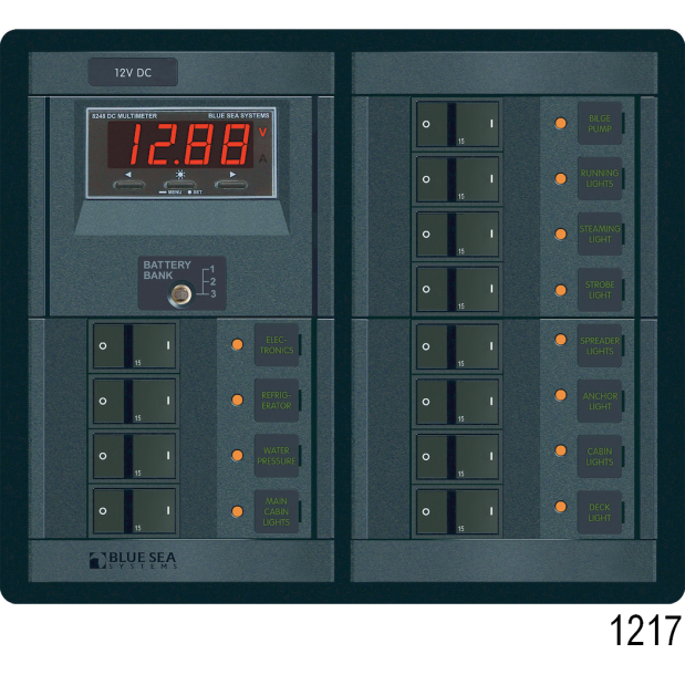 360 Panel System 120V AC/12V DC Circuit Breakers, AC &amp; DC Digital Meters (1 x 30A AC,  1 x 100A DC)