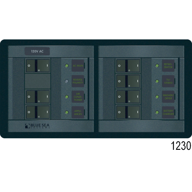 360 Panel System 120 Volt AC Source Selector Panel, Rocker (2 x 50A Double)