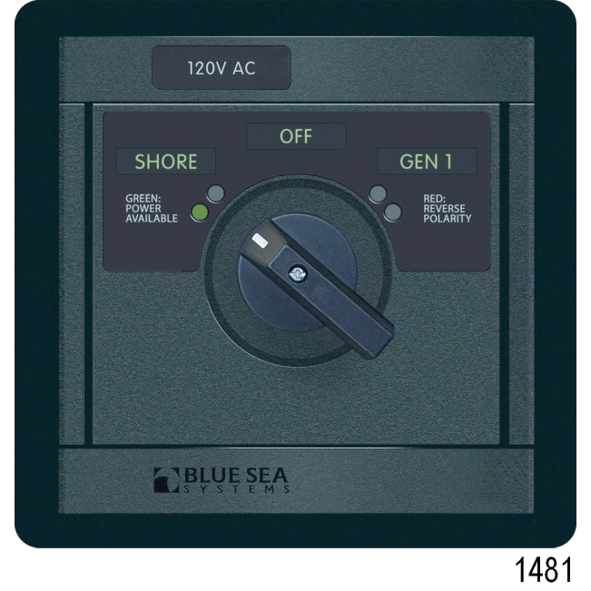 No. 9010 120V AC 3-Source Selector Rotary Switch & Panels - 30A, 120V 30A 2 POLE 3 SOURCE SWITCH PANEL