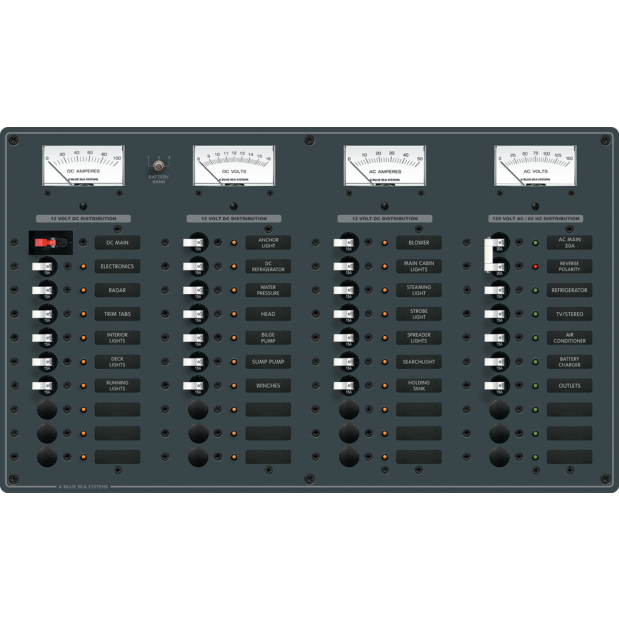 AC Main + 8 Positions&frasl;DC Main + 29 Positions Circuit Breaker Panel