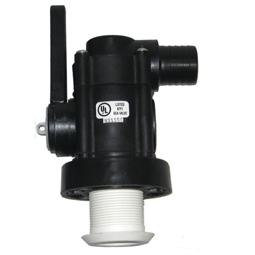 Marelon® Full-Flow Seacock - Thru-Hull x Ball Valve x 90&deg; Hose Barb - OEM