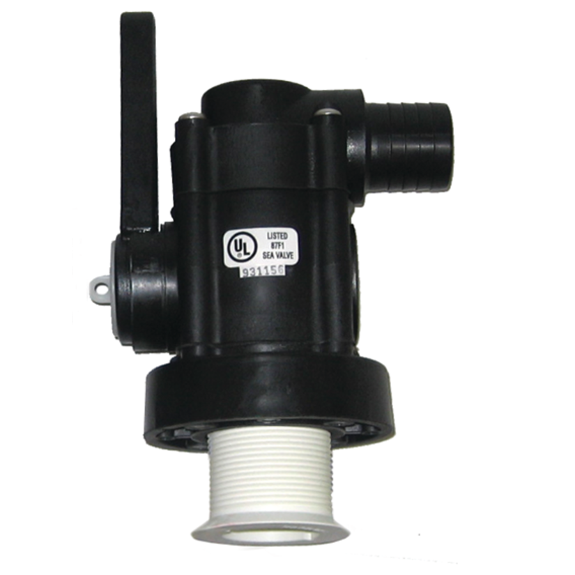 Marelon® Full-Flow Seacock - Thru-Hull x Ball Valve x 90&deg; Hose Barb - OEM