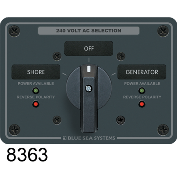 #9019 120&frasl;240V AC 2-Source Selector Rotary Switch &amp; Panels - 65A