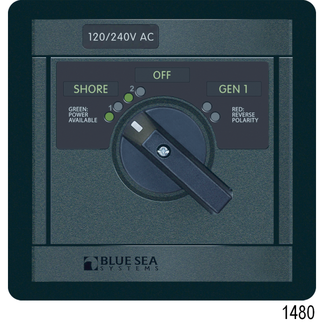 No. 9009 120V AC 2-Source Selector Rotary Switch & Panels - 30A, 9009 Rotary Switch in Modular 360 Panel, 120V AC