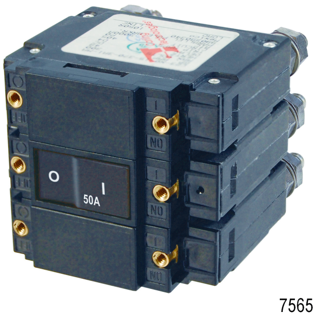 AC C-Series Flat Rocker Triple Pole Circuit Breakers, 50A AC