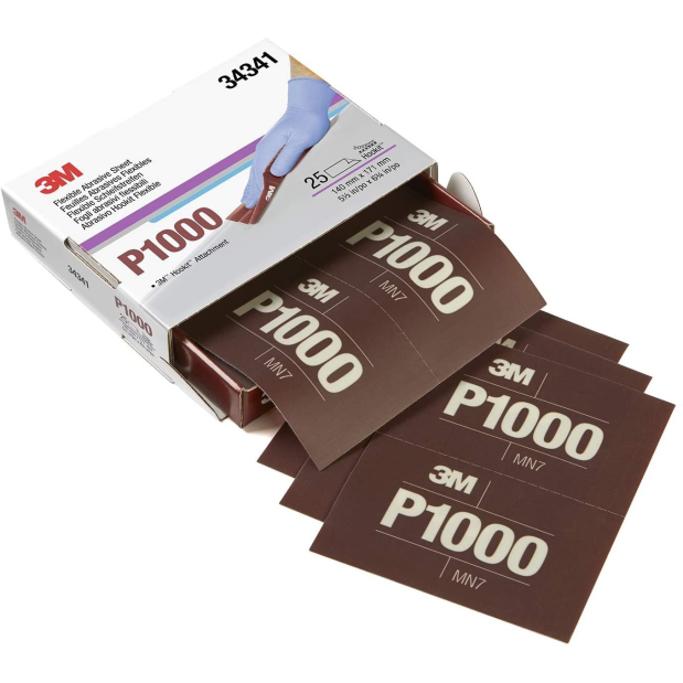 34341 of 3M Hookit Flexible Abrasive Hand Sheets