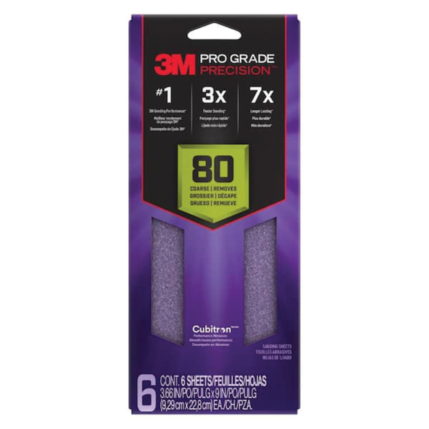 Pro Grade Precision Faster Sanding Sheets - 3-2/3" x 9"