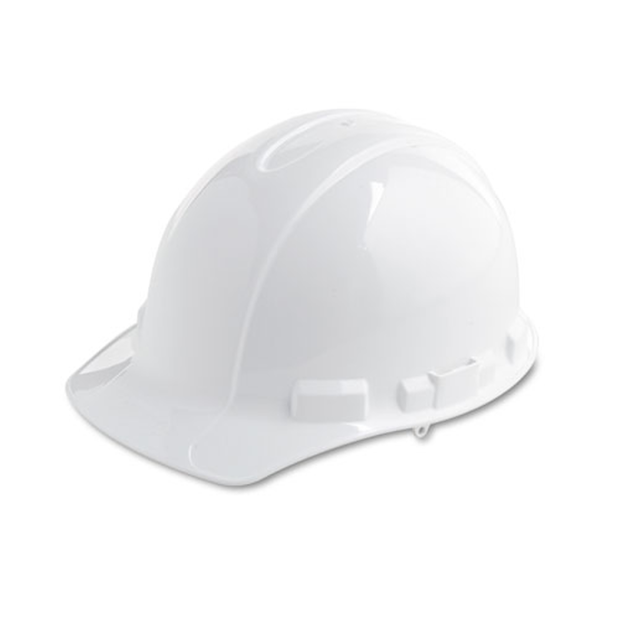 Side View of 3M XLR8 White Hard Hat - Adjustable Pinlock Sizing, 4-Point Suspension