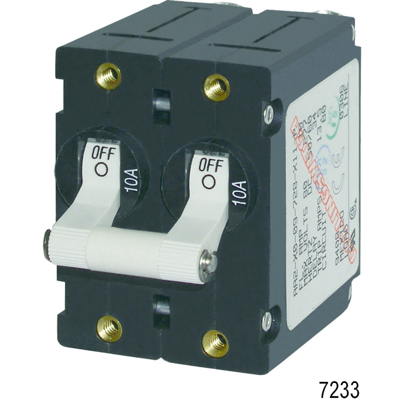 AC/DC Double Pole Circuit Breakers, 15A Black